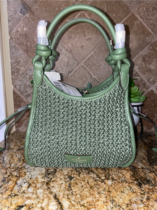 kate spade Handbags - kate spade Olive Mini Straw cedar Stan stash bag NWT